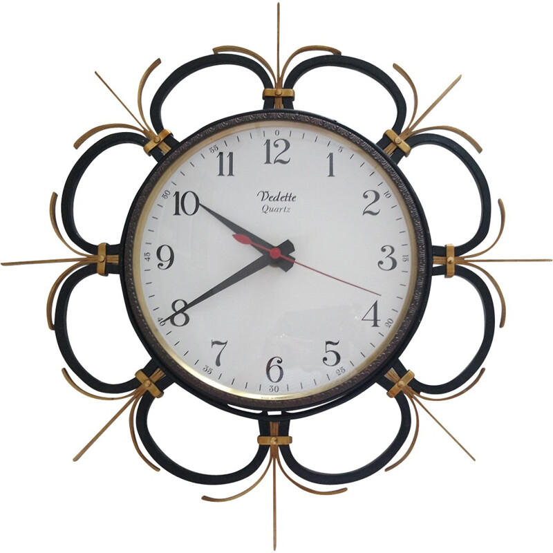 Vintage Clock with Quartz by "La Gerbe d'Or" for Vedette - 1960s