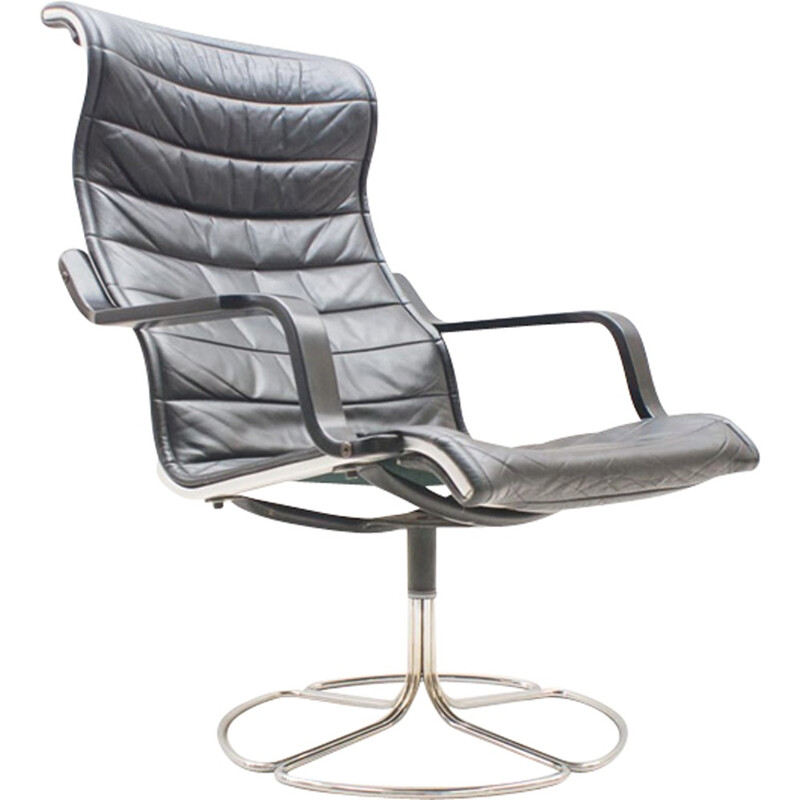 Zwart lederen fauteuil van Bruno Mathsson Sessel voor Dux - 1960