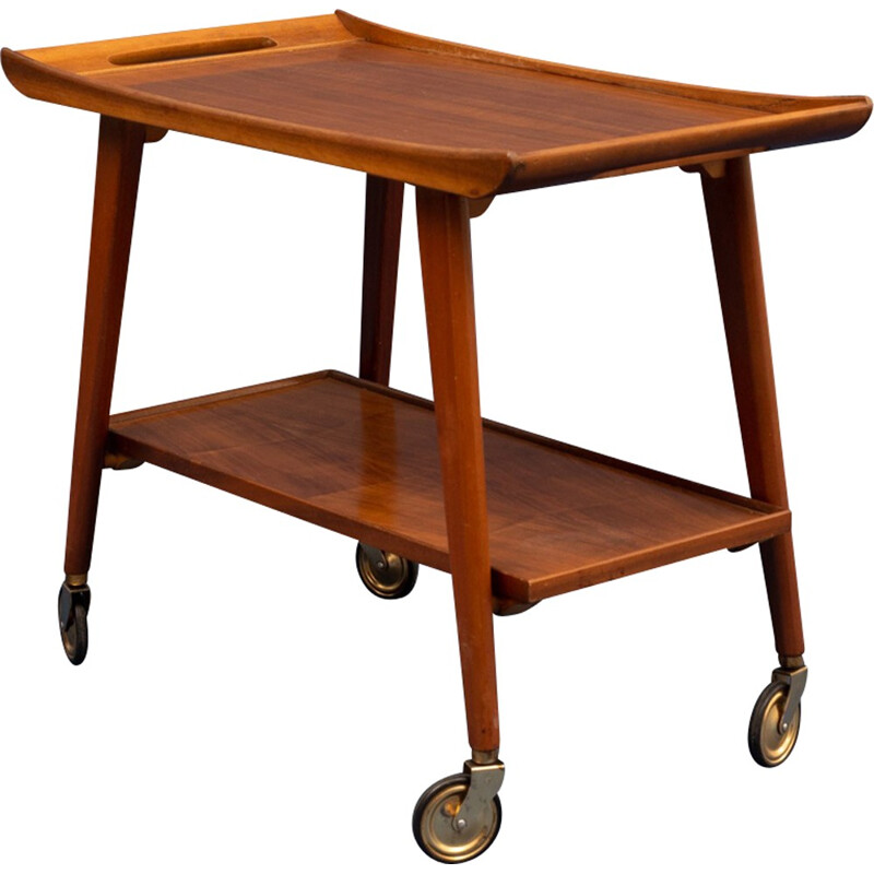 Vintage scandinavian walnut trolley - 1960s