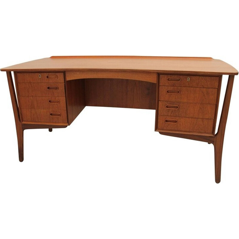 Vintage Scandinavian teak desk with 8 drawers by Svend Aage Madsen - 1960s