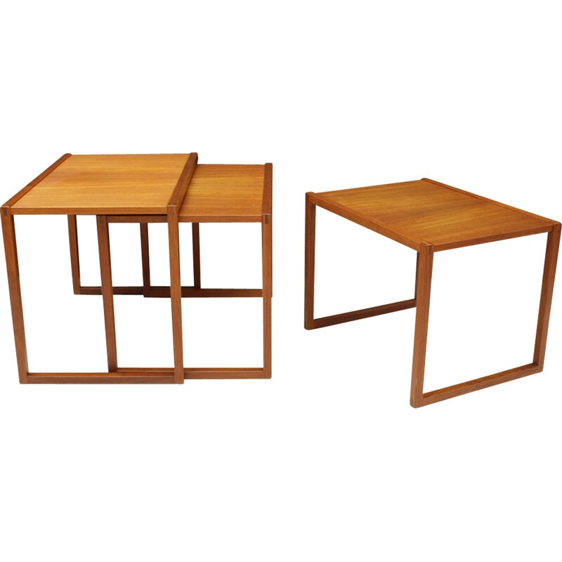 Vintage sef 3 Danish teak nesting tables Model 133 by Kai Kristiansen for Vildbjerg Møbelfabrik ApS - 1960s