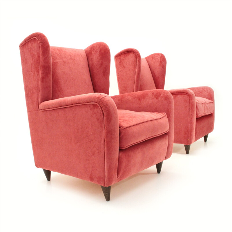 Pair of vintage italian velvet armchair - 1950s