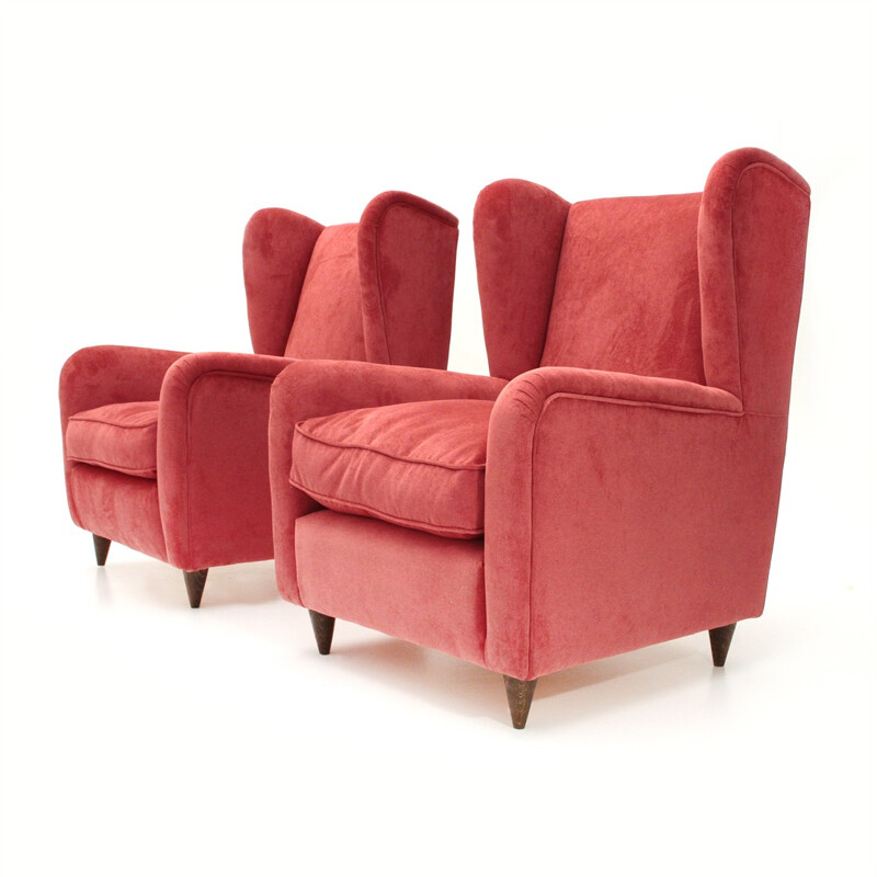 Pair of vintage italian velvet armchair - 1950s