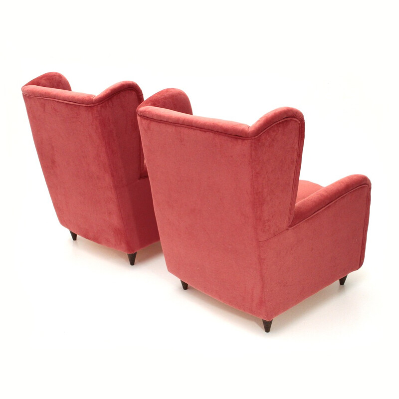 Pair of vintage italian velvet armchair - 1950s