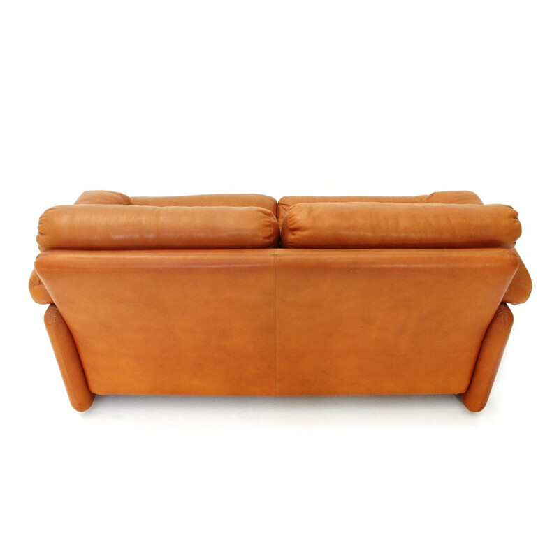 Brown leather Coronado two-seater sofa by Tobia Scarpa for B&B - 1960s