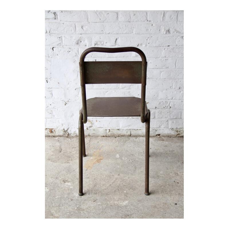 Set of 3 metal industrial chairs - 1950s