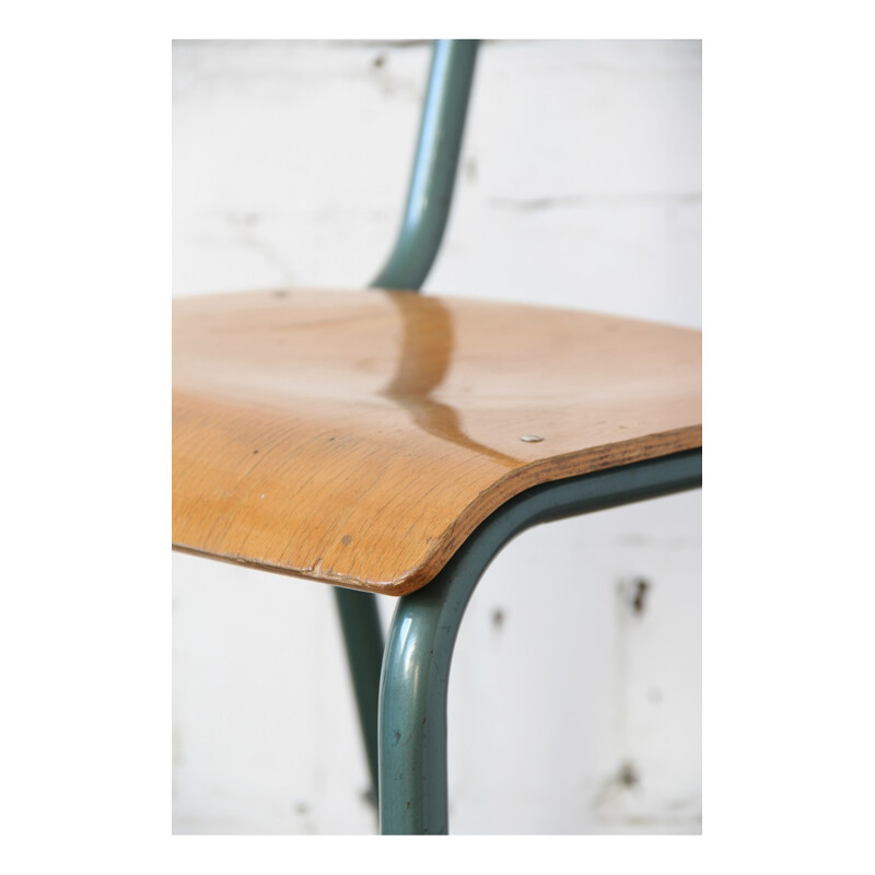 Ensemble de 4 chaises vintage en bois et métal 1960