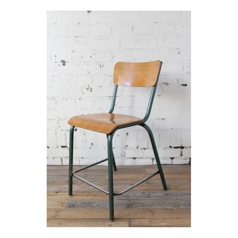 Ensemble de 4 chaises vintage en bois et métal 1960
