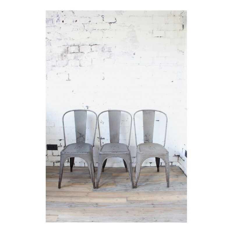 Set of 3 vintage grey chair by Xavier Pauchard - 1930s