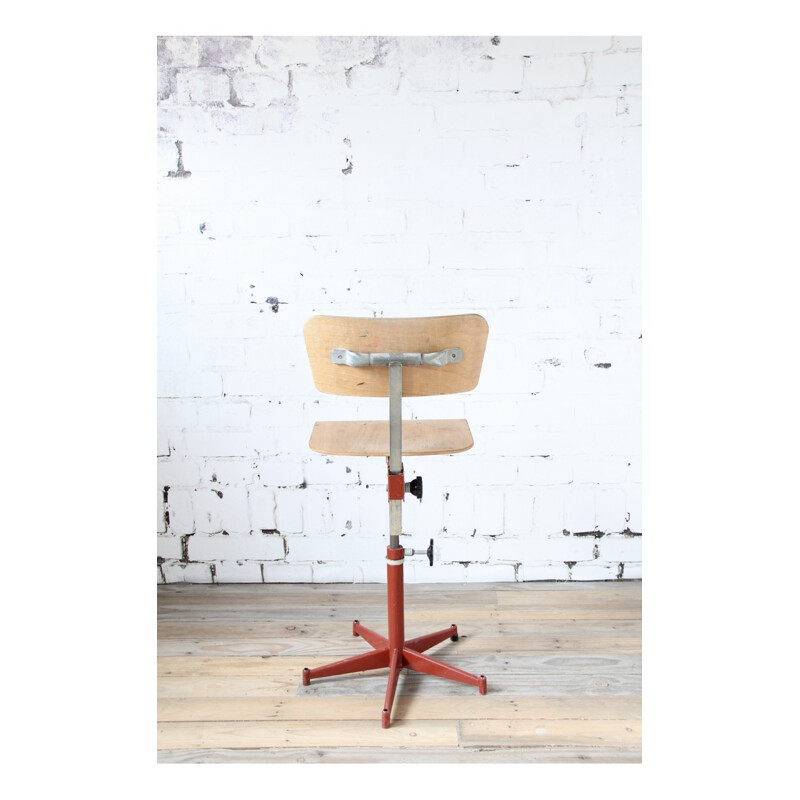 Lot de 3 chaises de studio vintage avec cadre rouge - 1960
