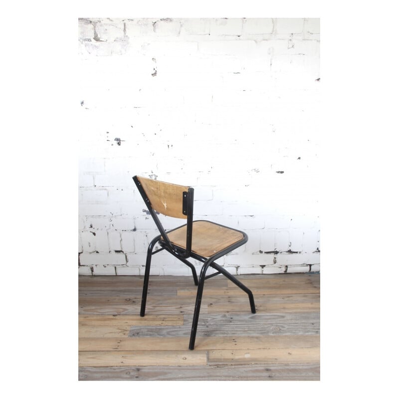 Set of 3 black school chairs - 1950s