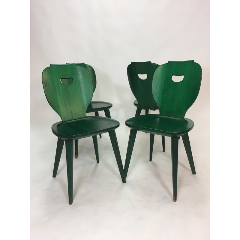Conjunto de 4 cadeiras de pinho sueco vintage de Carl Malmsten para Fur Svensk - 1950