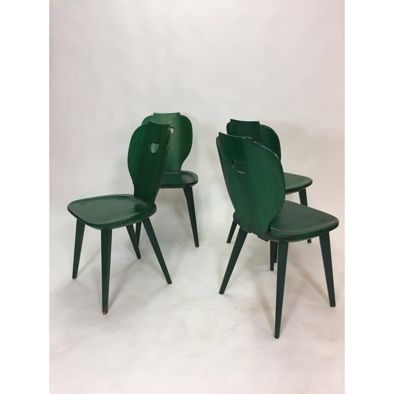 Set of 4 vintage swedish pine chairs by Carl Malmsten for Svensk Fur - 1950s