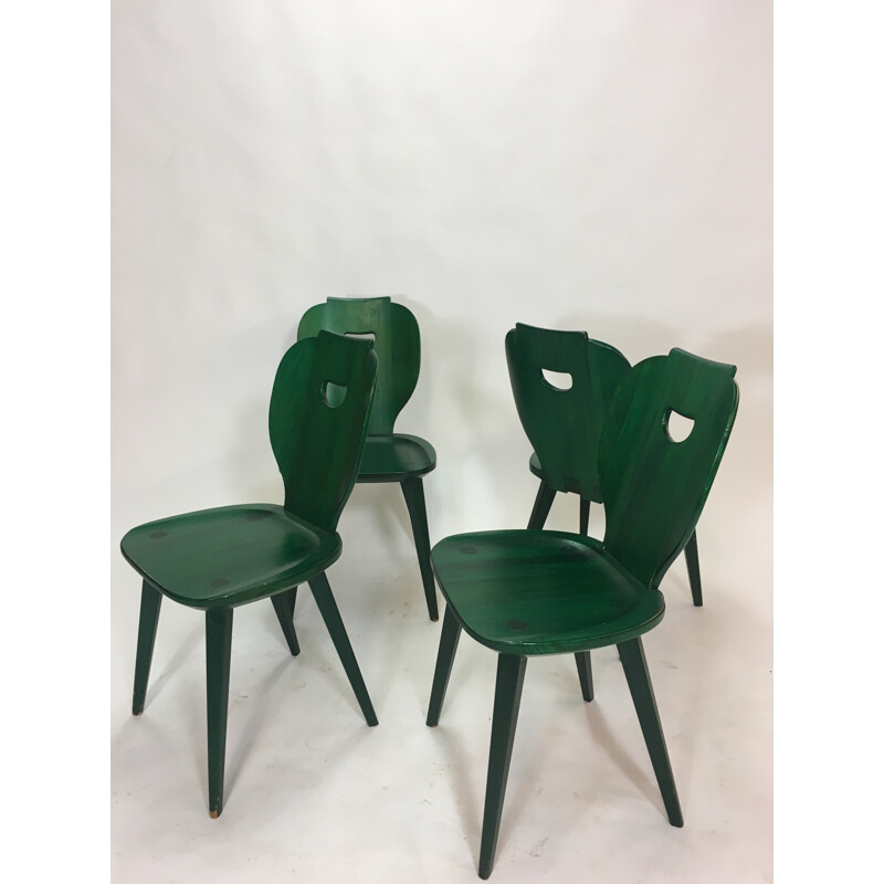Conjunto de 4 cadeiras de pinho sueco vintage de Carl Malmsten para Fur Svensk - 1950