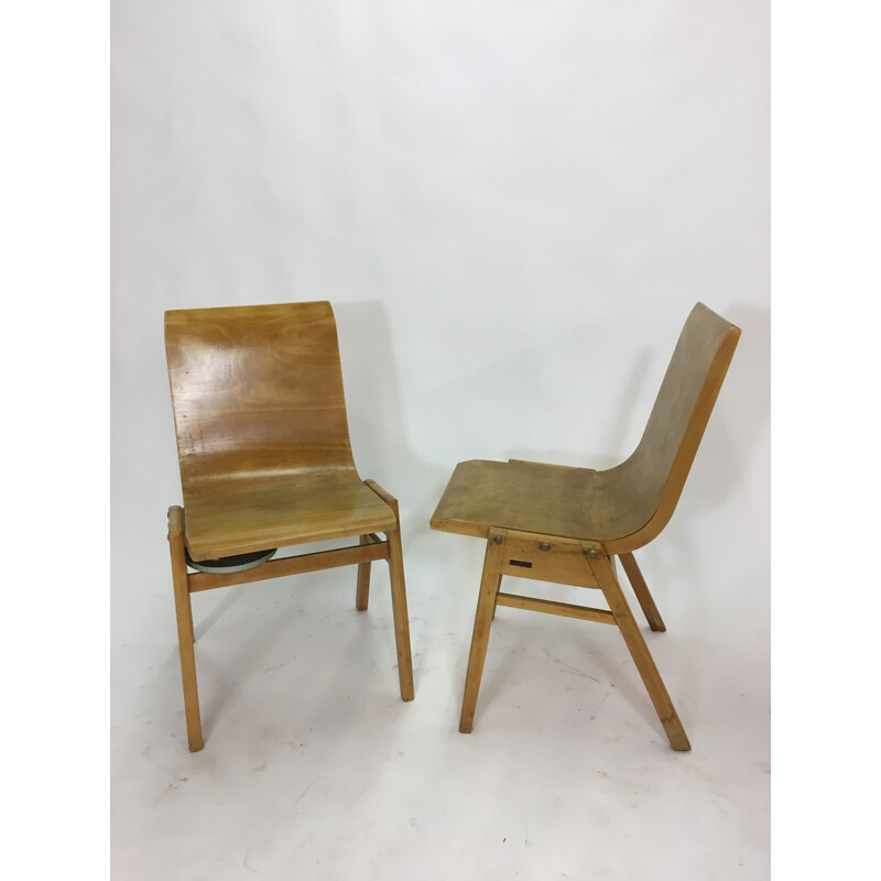 Satz von 2 Vintage-Stühlen aus Sperrholz von Roland Rainer - 1950