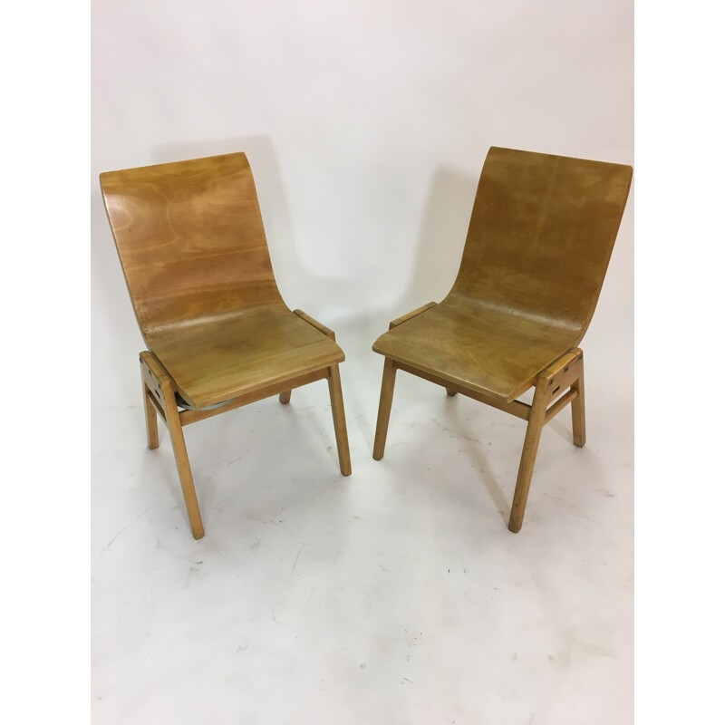 Set of 2 vintage Plywood Chair by Roland Rainer - 1950s