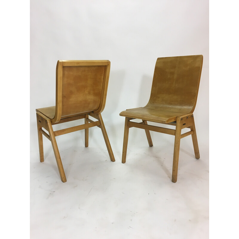 Lot de 2 chaises vintages en contreplaqué par Roland Rainer - 1950