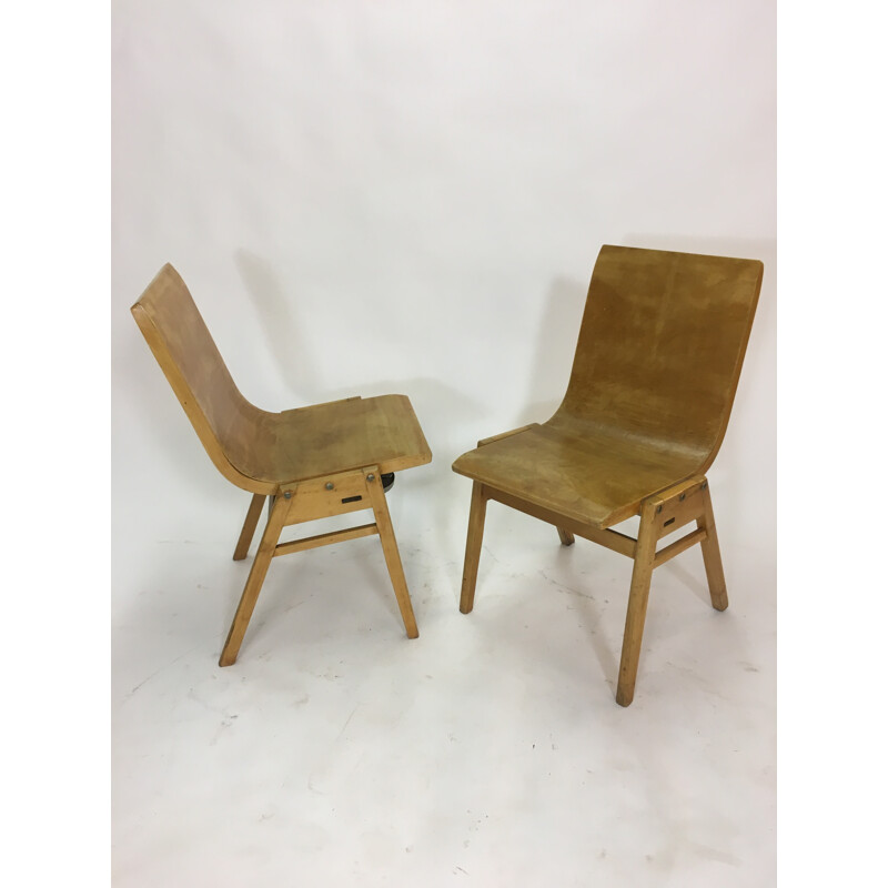 Set of 2 vintage Plywood Chair by Roland Rainer - 1950s