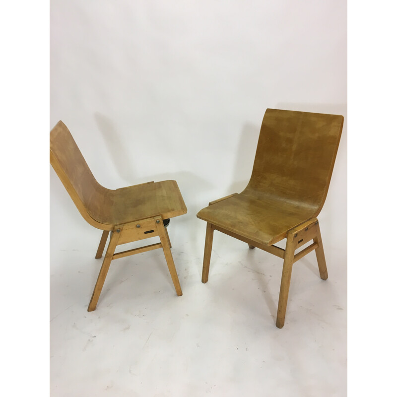 Conjunto de 2 cadeiras em contraplacado vintage de Roland Rainer - 1950