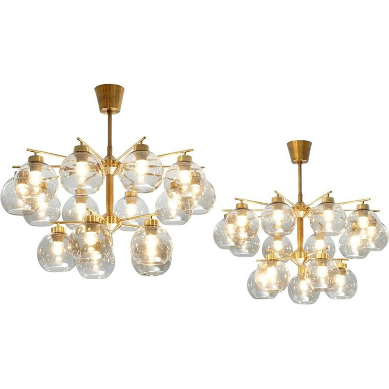 Vintage chandelier in brass by Hans Agne Jakobsson - 1960s