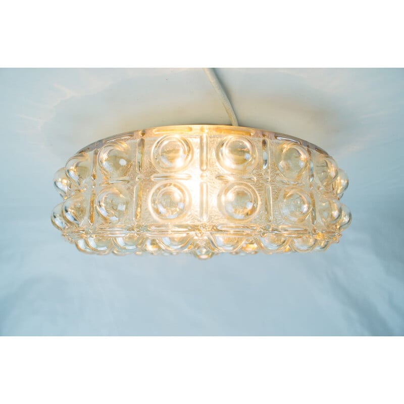Vintage ceiling lamp amber-coloured in glass - 1960s