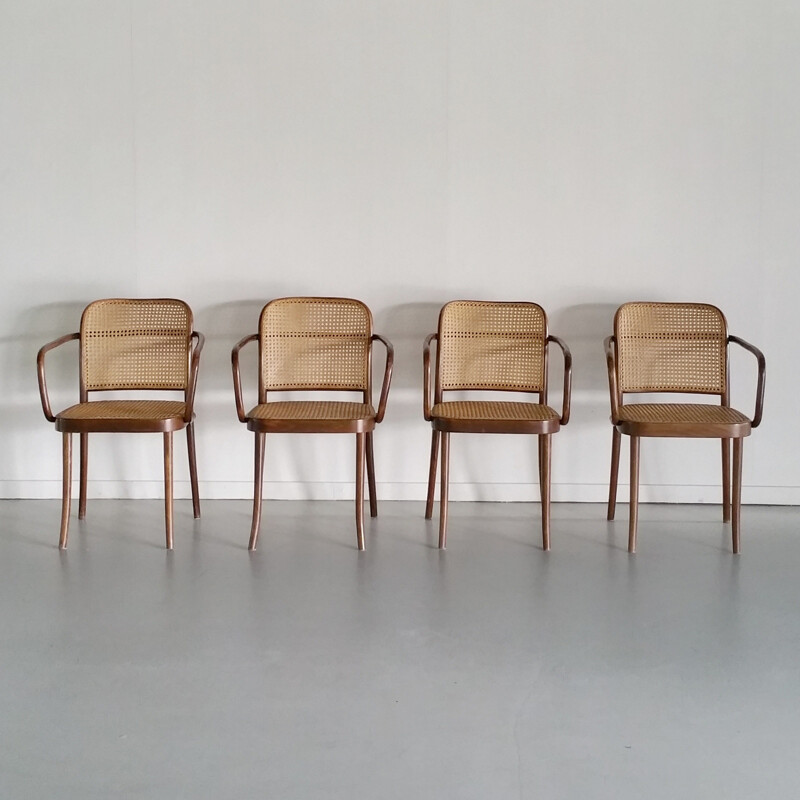 Suite de 4 chaises "Prague" vintage par Josef Hoffmann pour FMG & Thonet - 1950