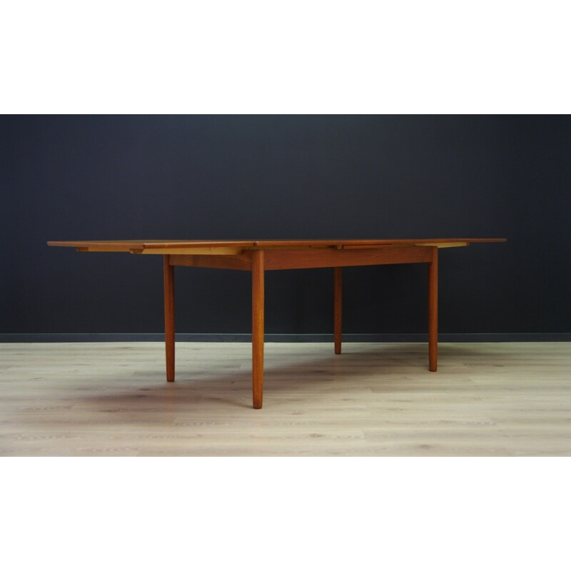 Table à repas vintage scandinave en teck avec extension - 1960