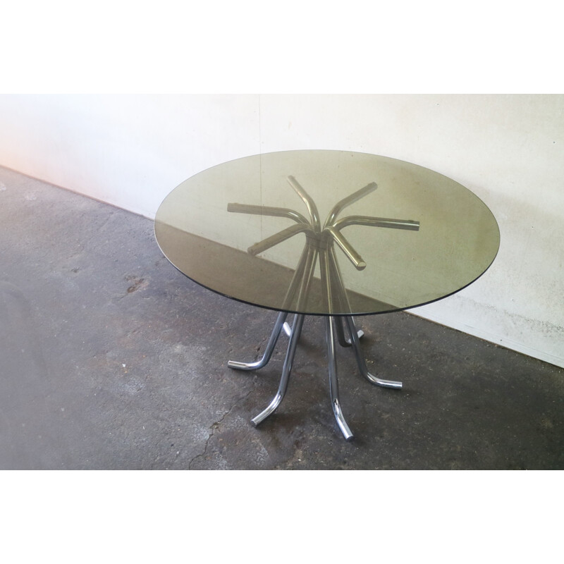 Vintage round dining table in brass - 1970s
