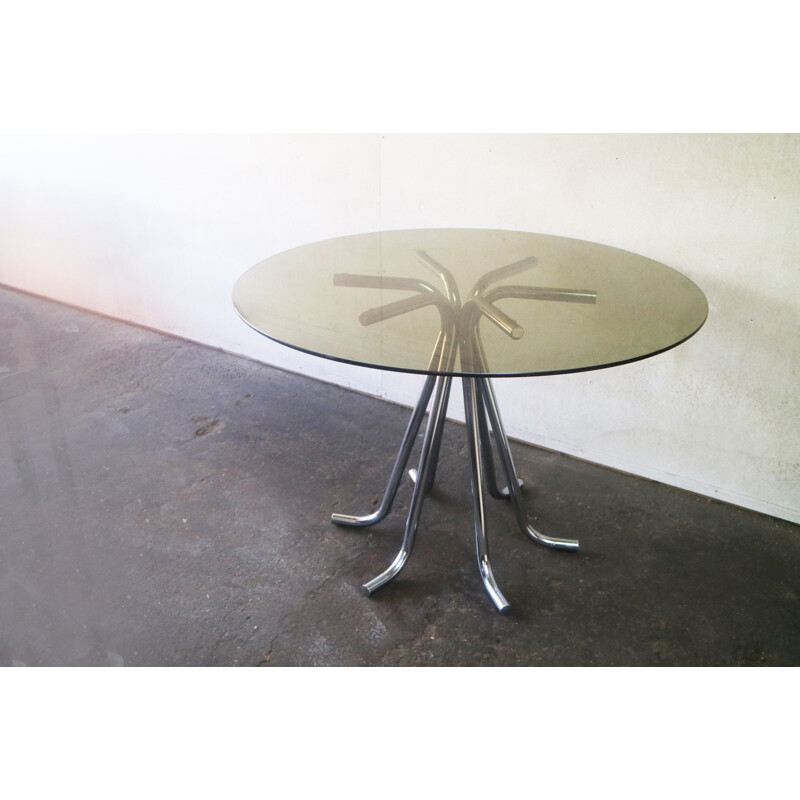 Table à repas circulaire en verre - 1970