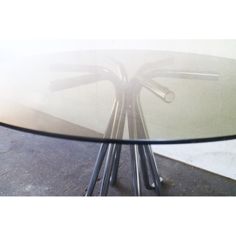 Table à repas circulaire en verre - 1970