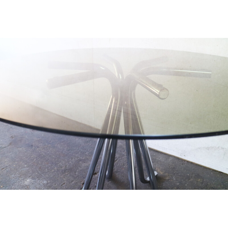 Vintage round dining table in brass - 1970s