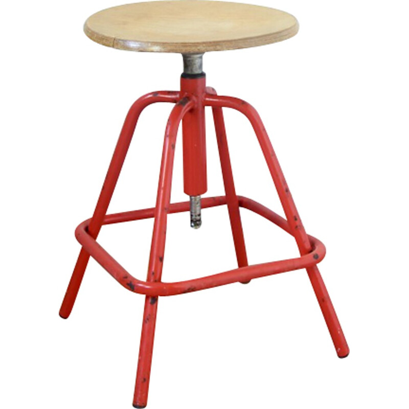 Vintage red industrial turnstile - 1970s