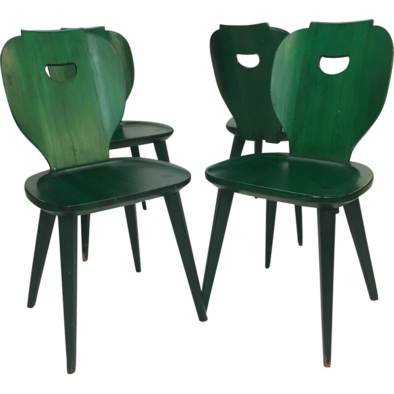 Set van 4 vintage Zweedse grenen stoelen van Carl Malmsten voor Fur Svensk - 1950
