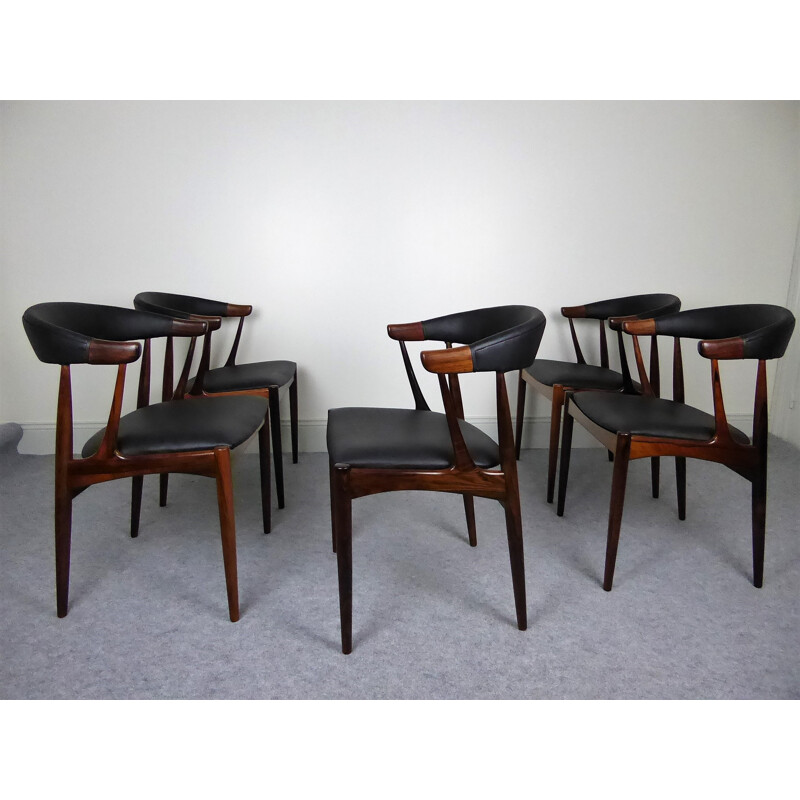 Set of 5 vintage dining chairs in rosewood by Johannes Andersen - 1960s