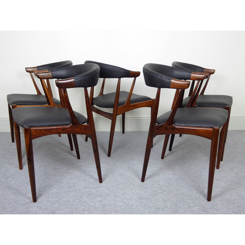 Suite de 5 chaises à repas vintage en palissandre par Johannes Andersen - 1960