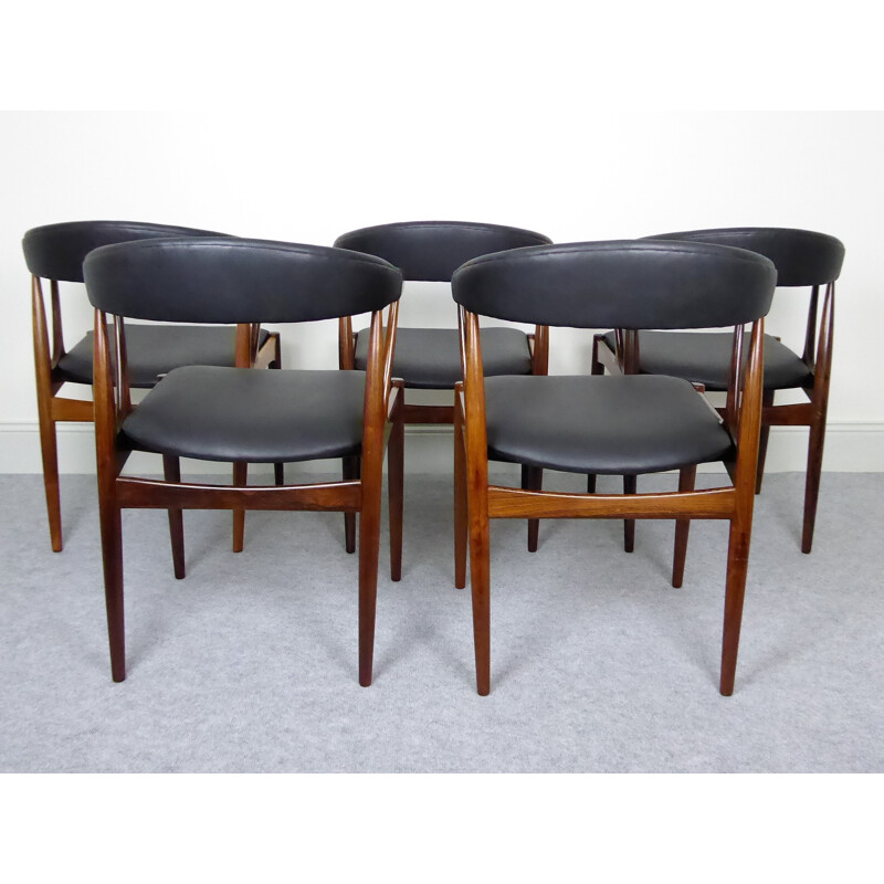 Conjunto de 5 sillas de comedor vintage de palisandro de Johannes Andersen - 1960