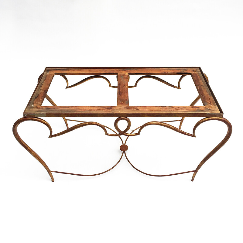 Vintage coffee table in gilded metal by René Drouet - 1940s