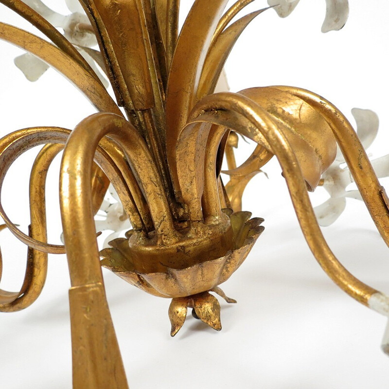 Vintage Italian gilt metal chandelier - 1970s