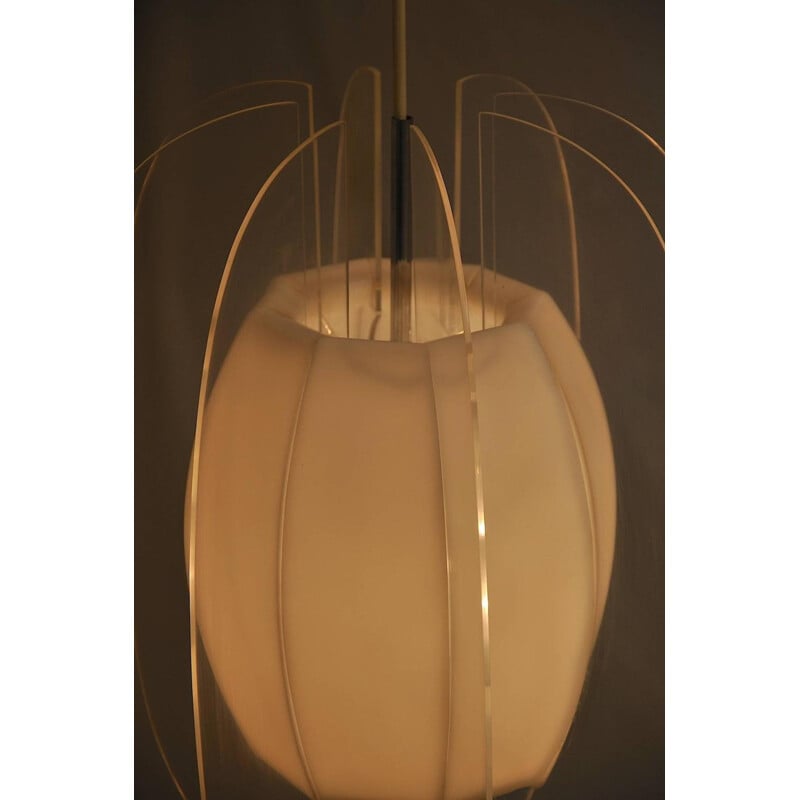 Vintage ceiling lamp in plexiglas and plastic - 1970s