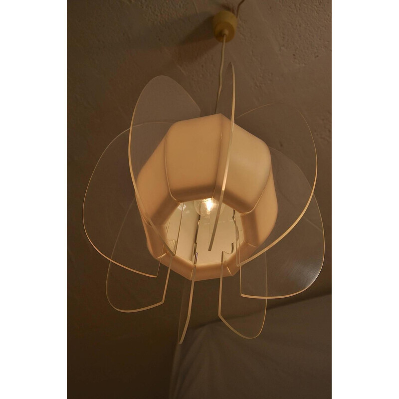 Vintage ceiling lamp in plexiglas and plastic - 1970s