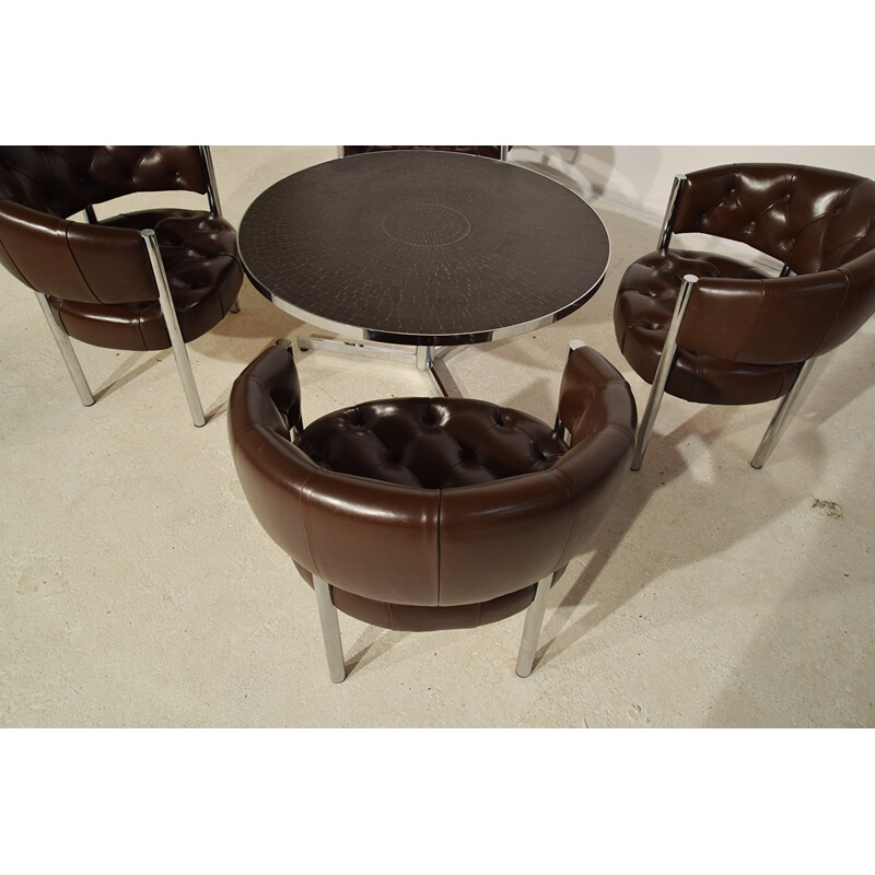 Vintage set of 4 leather lobby chairs by Trix and Robert Haussmann for Dietiker - 1960s