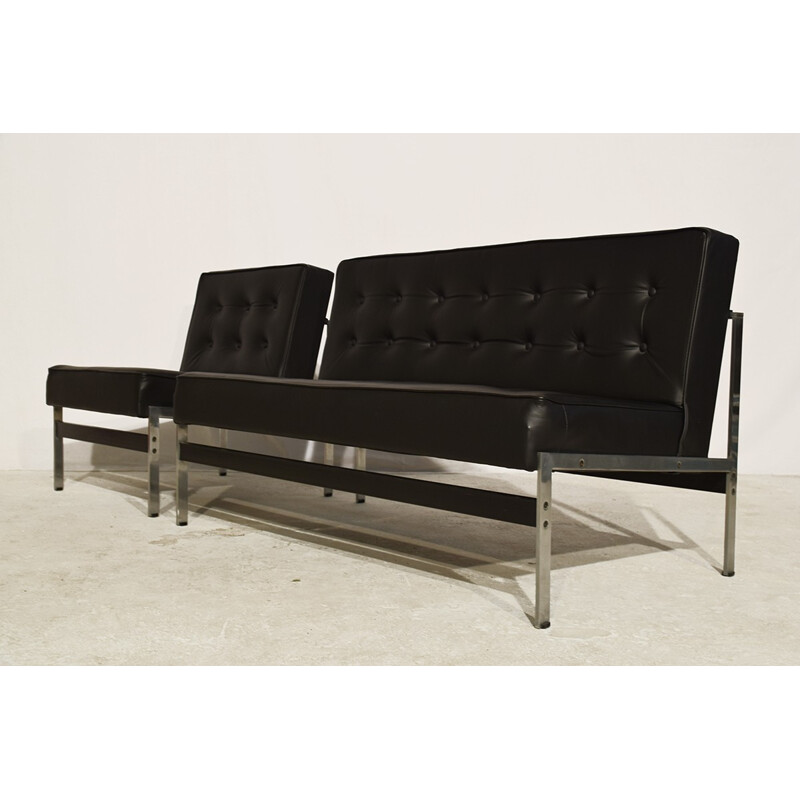 Vintage minimalistic leather lounge set sofa "020" by Kho LIang Ie for Artifort - 1950s