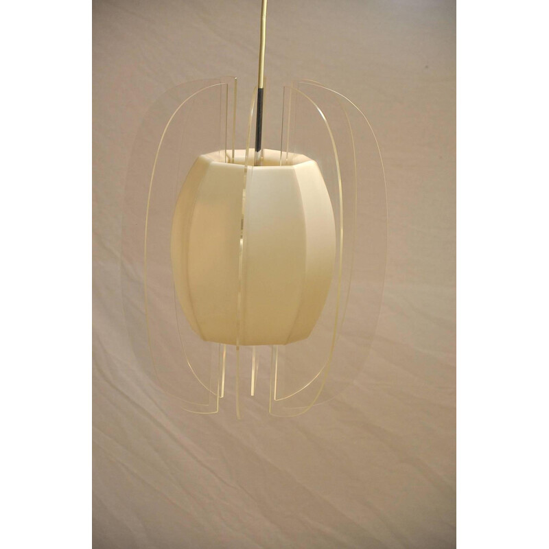 Vintage ceiling lamp in plexiglas and plastic - 1970s