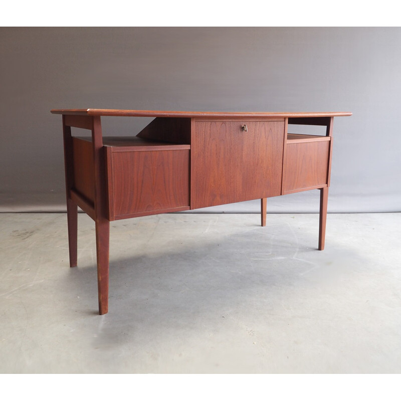 Vintage Danish writing desk with 4 drawers and a bar compartment - 1960s