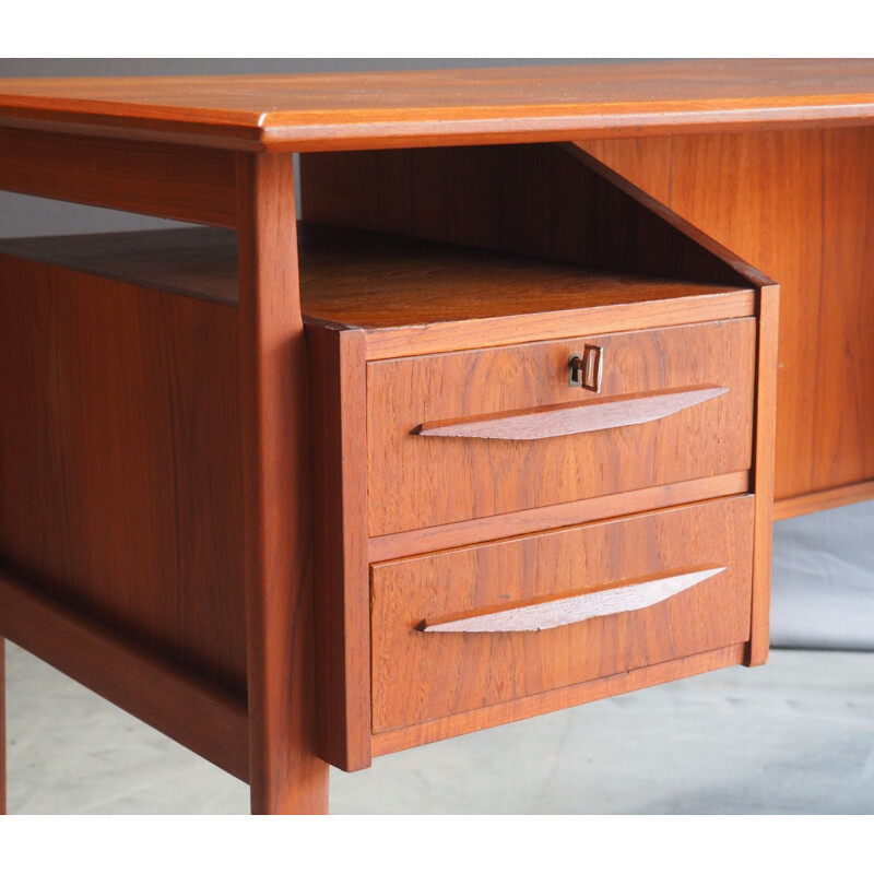 Vintage Danish writing desk with 4 drawers and a bar compartment - 1960s