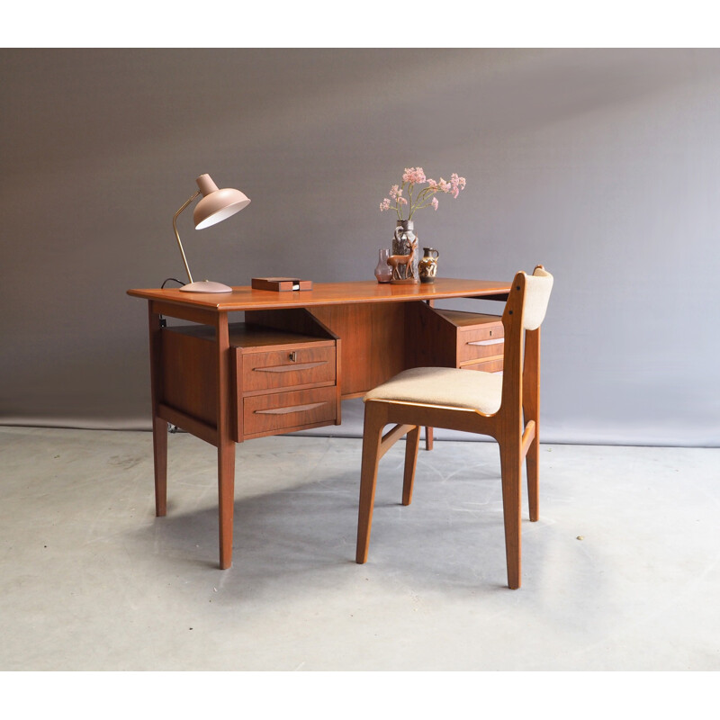 Vintage Danish writing desk with 4 drawers and a bar compartment - 1960s