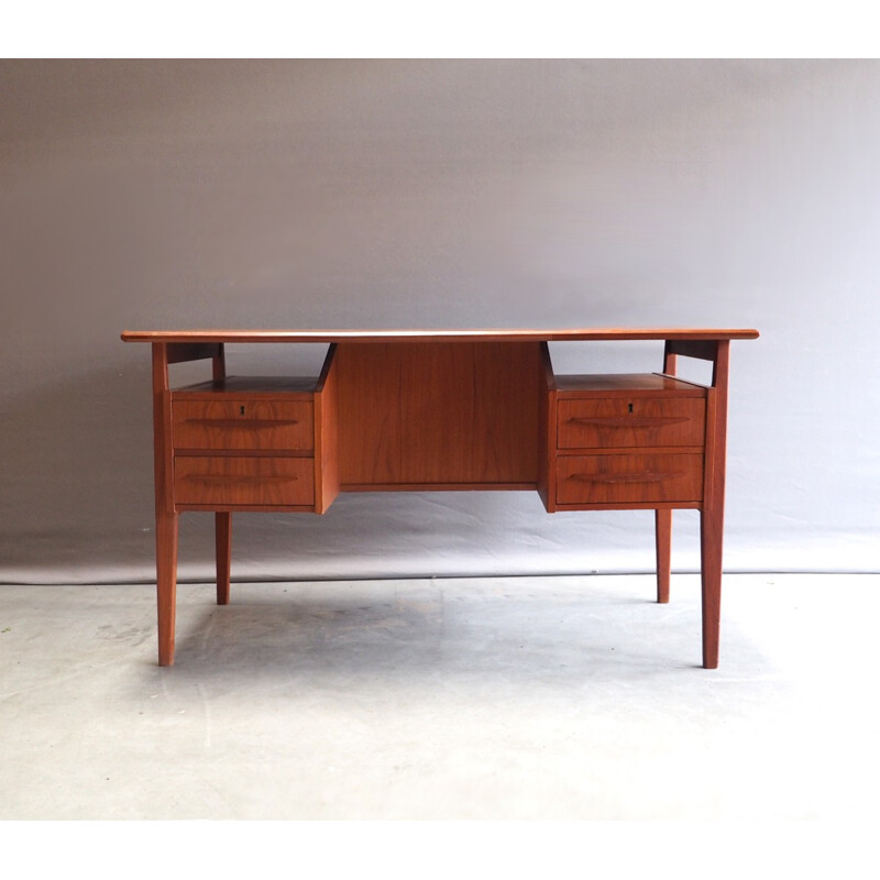 Vintage Danish writing desk with 4 drawers and a bar compartment - 1960s