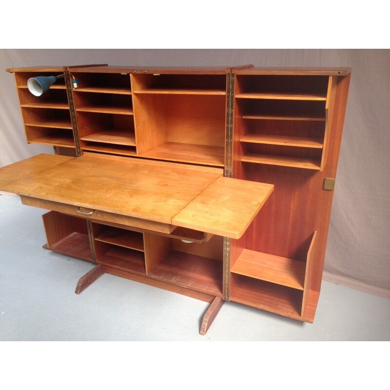 Vintage Box Desk in teak with drawers - 1970s