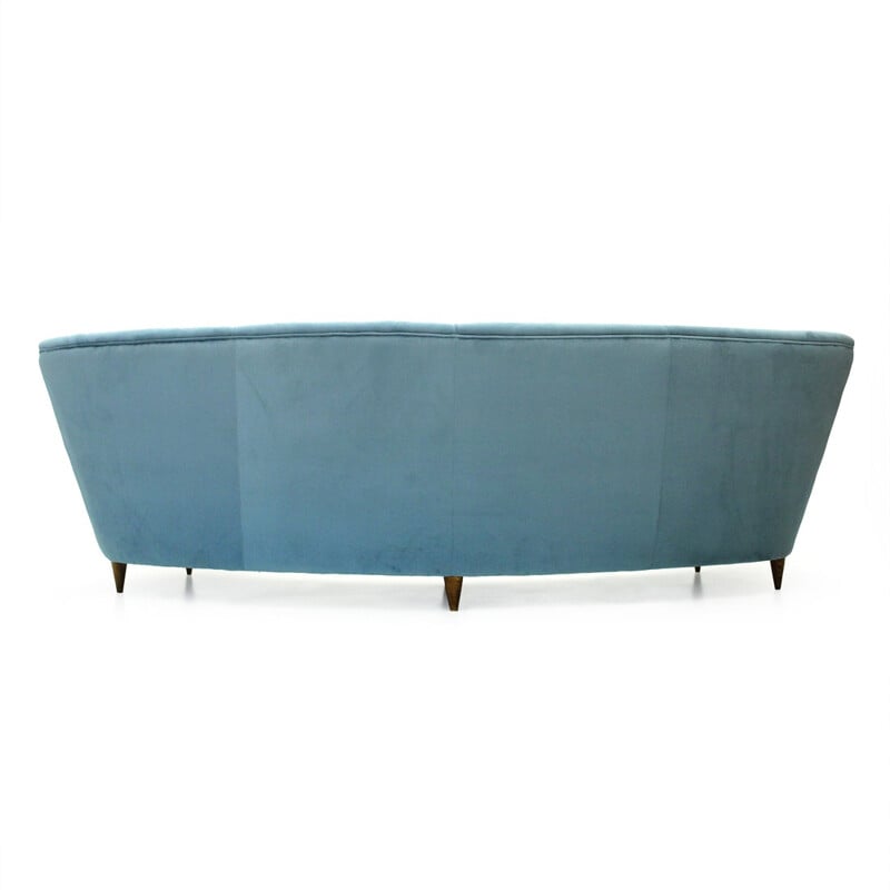Italian Vintage four-seater azure velvet sofa - 1950s