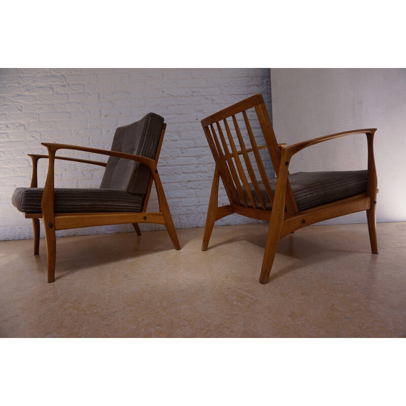 Suite de 2 Fauteuils lounge Vintage par Ib Kofod-Larsen - 1960